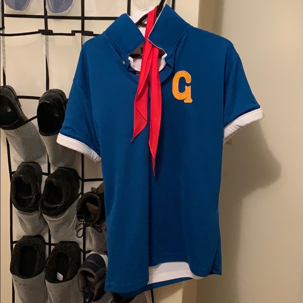A custom made fun cosplay shirt and scarf.